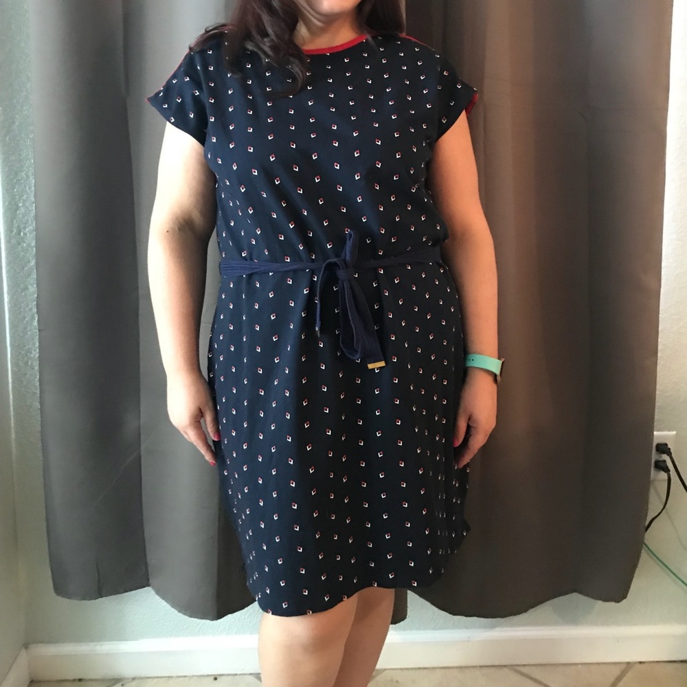 Tommy Hilfiger Navy and Red Sheath Dress XXL